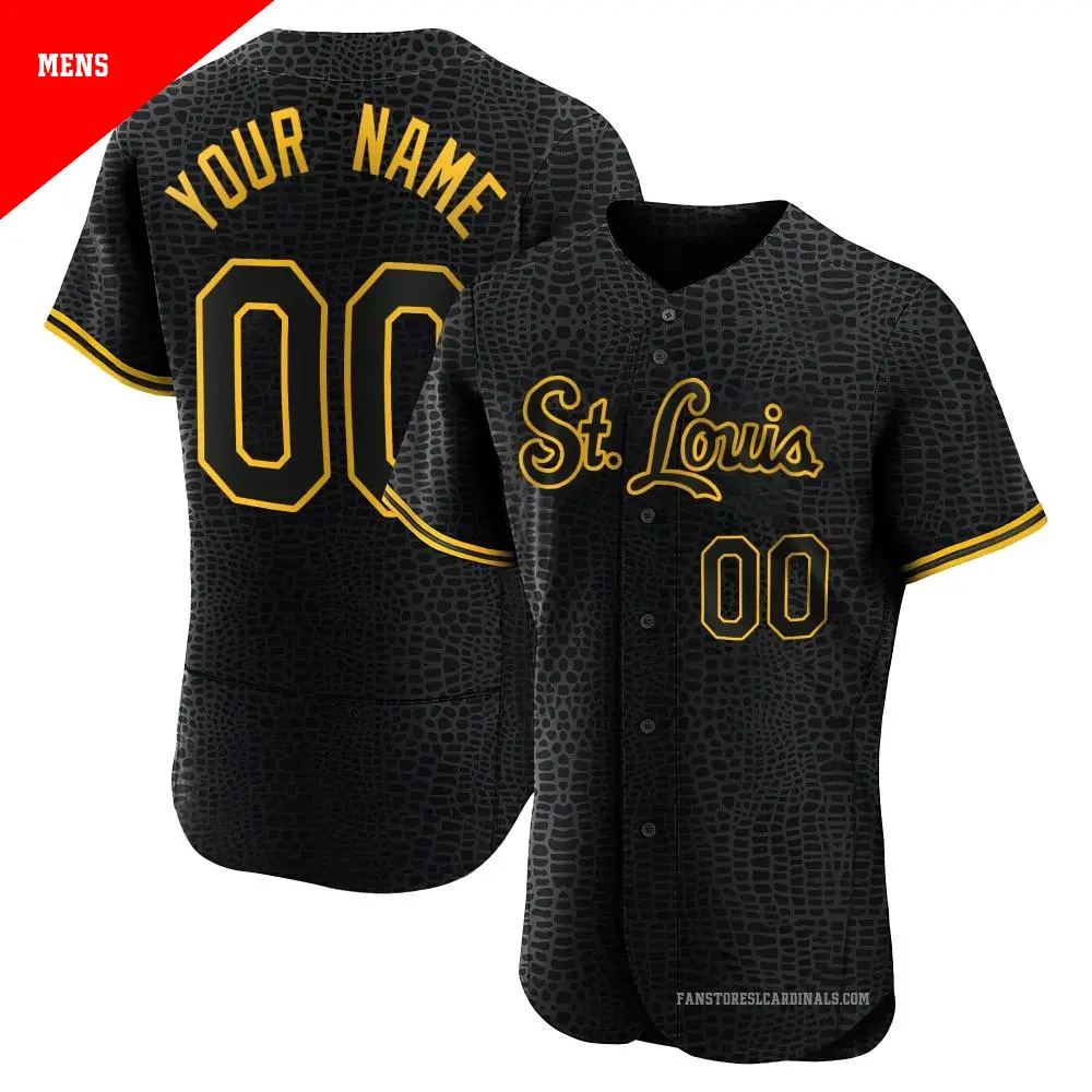 Men's ＃00 Custom St. Louis Cardinals Black Authentic Snake Skin City Jersey