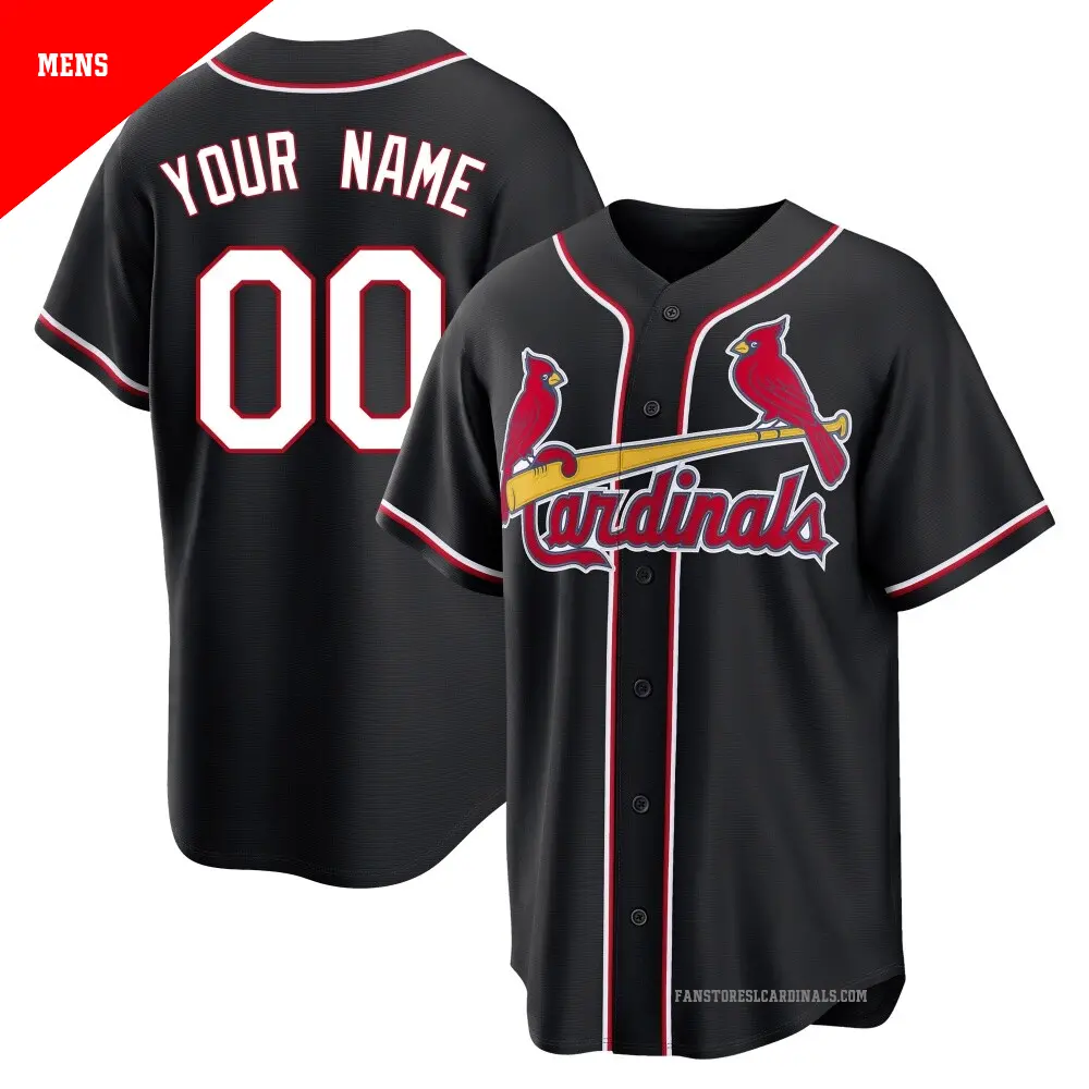 Men's ＃00 Custom St. Louis Cardinals Black Replica Fashion Out Jersey