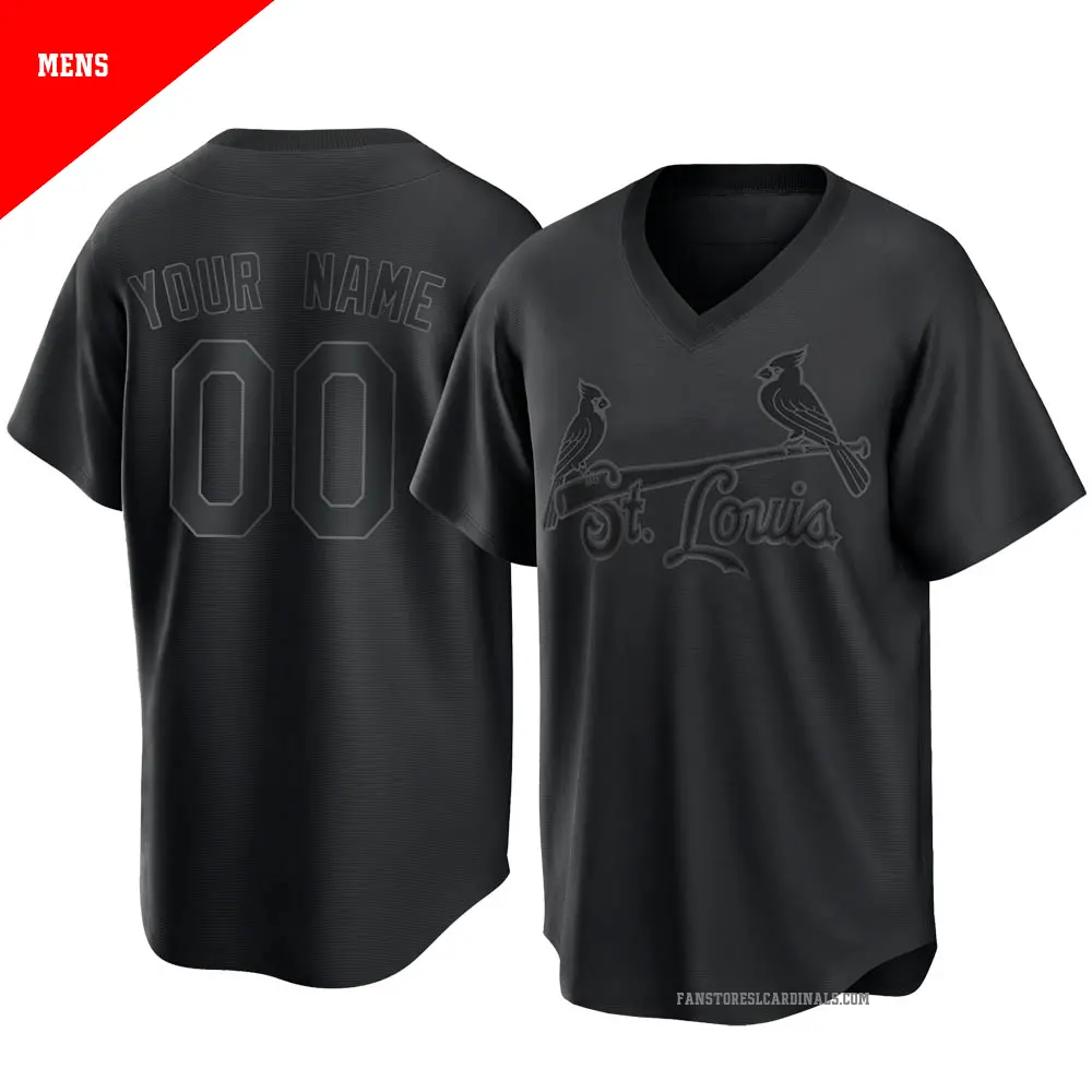Men's ＃00 Custom St. Louis Cardinals Black Replica Pitch Fashion Jersey