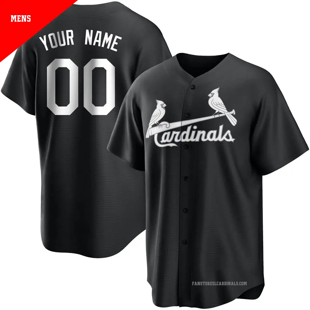 Men's ＃00 Custom St. Louis Cardinals Black/White Replica Jersey