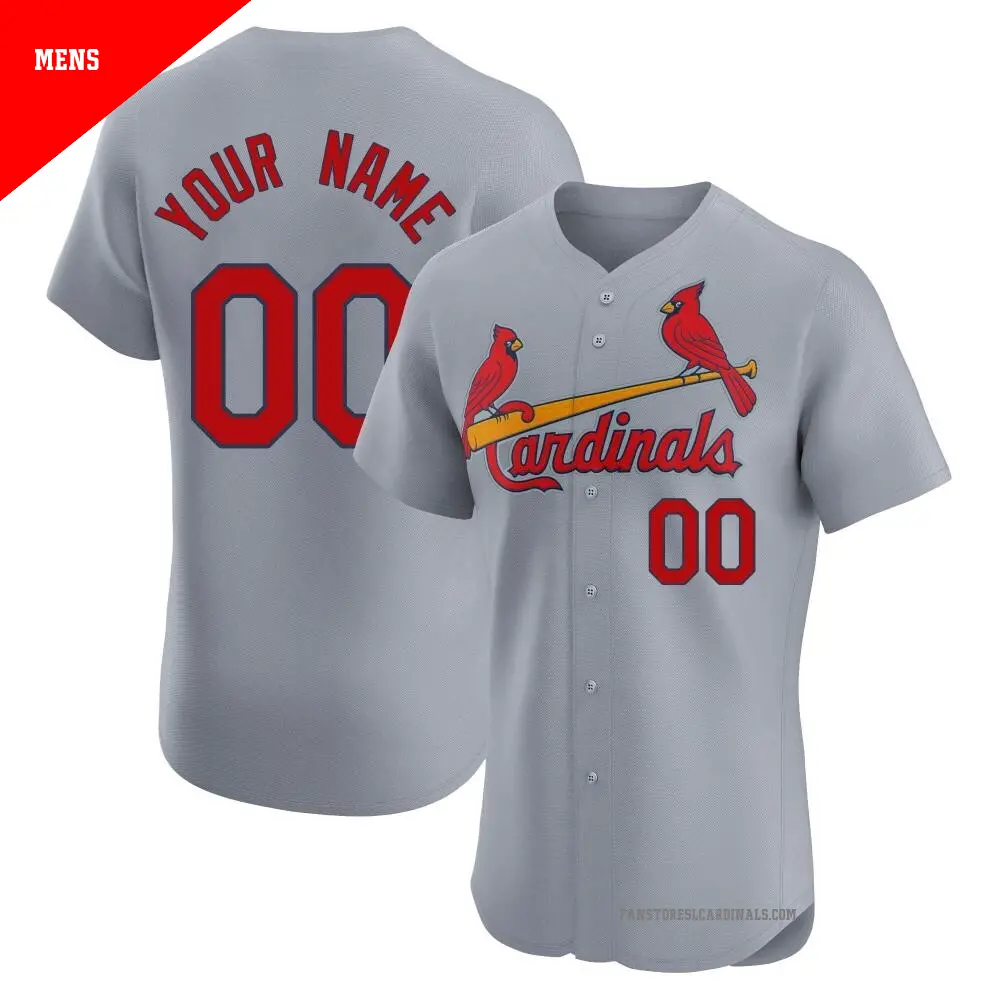 Men's ＃00 Custom St. Louis Cardinals Gray Elite Road Jersey