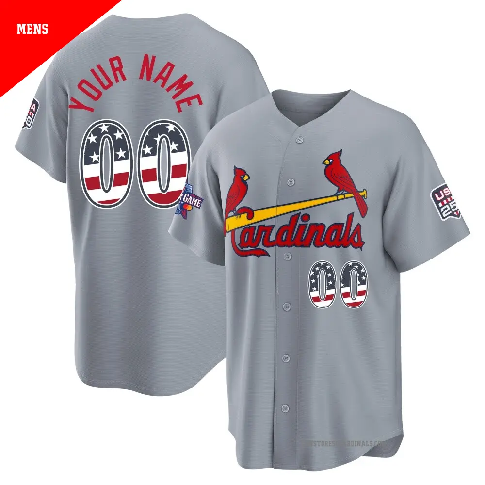 Men's ＃00 Custom St. Louis Cardinals Gray Limited 2026 All-Star Edition Stars & Stripes Road Stadium Jersey