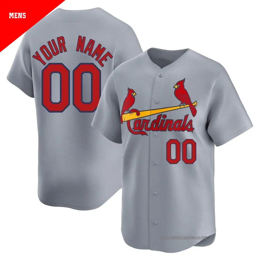 Men's ＃00 Custom St. Louis Cardinals Gray Limited Away Jersey