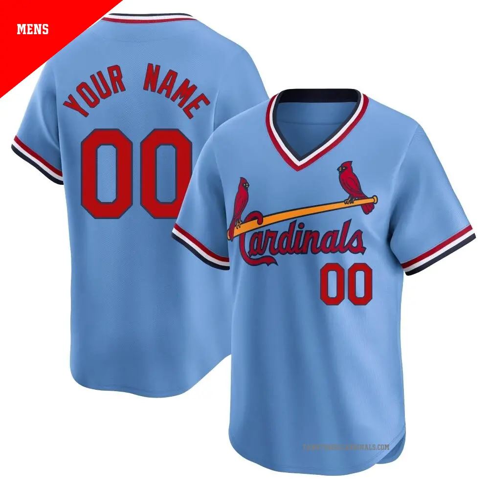 Men's ＃00 Custom St. Louis Cardinals Light Blue Limited Cooperstown Collection Jersey