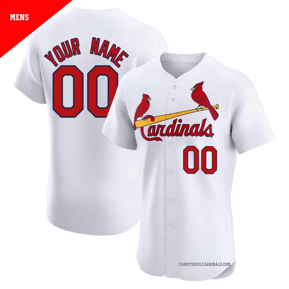 Men's ＃00 Custom St. Louis Cardinals White Elite Home Jersey