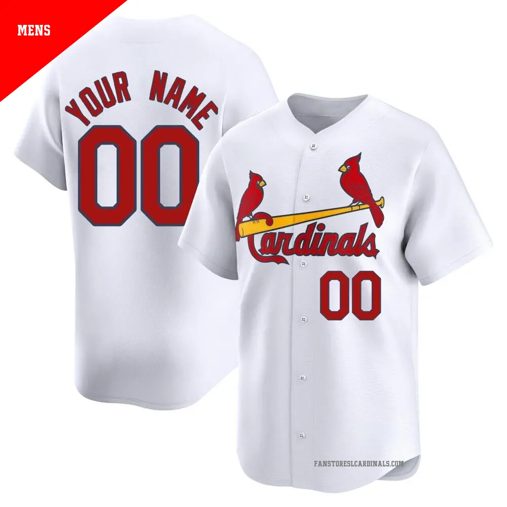 Men's ＃00 Custom St. Louis Cardinals White Limited Home Jersey