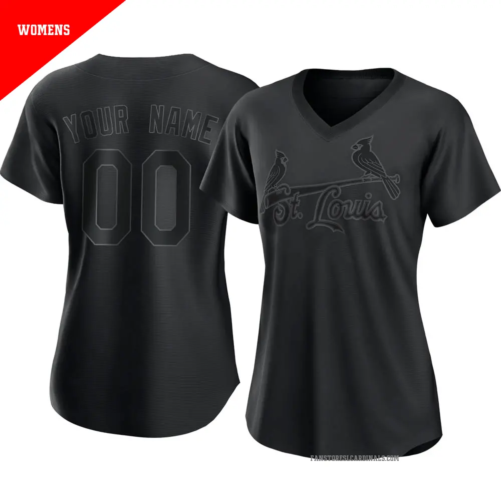 Women's ＃00 Custom St. Louis Cardinals Black Authentic Pitch Fashion Jersey