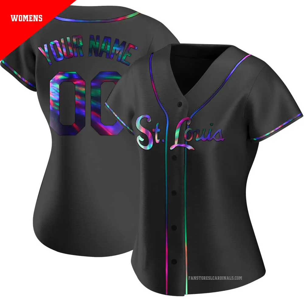 Women's ＃00 Custom St. Louis Cardinals Black Replica Holographic Alternate Jersey