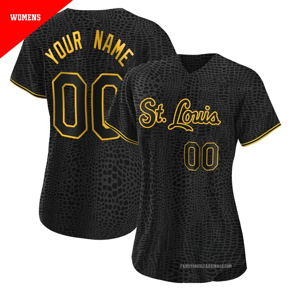 Women's ＃00 Custom St. Louis Cardinals Black Replica Snake Skin City Jersey