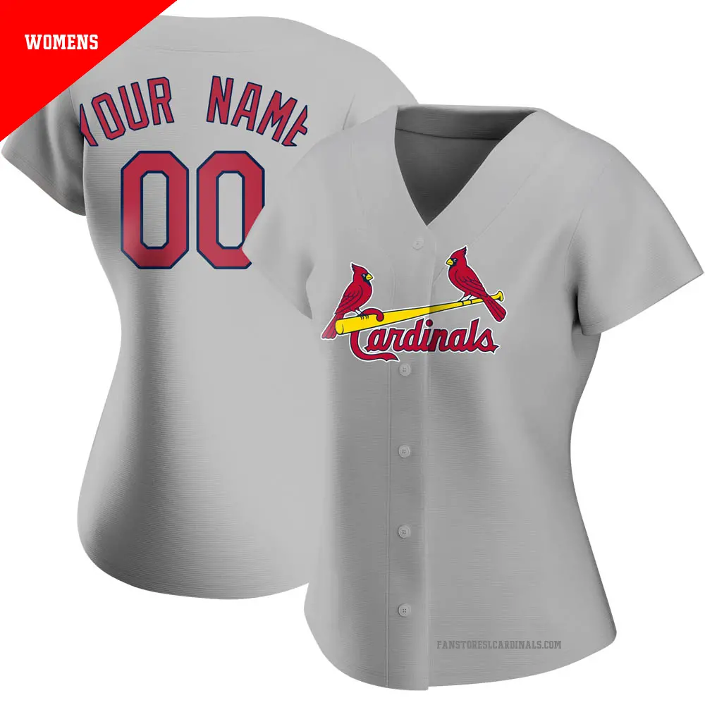 Women's ＃00 Custom St. Louis Cardinals Gray Authentic Road Jersey