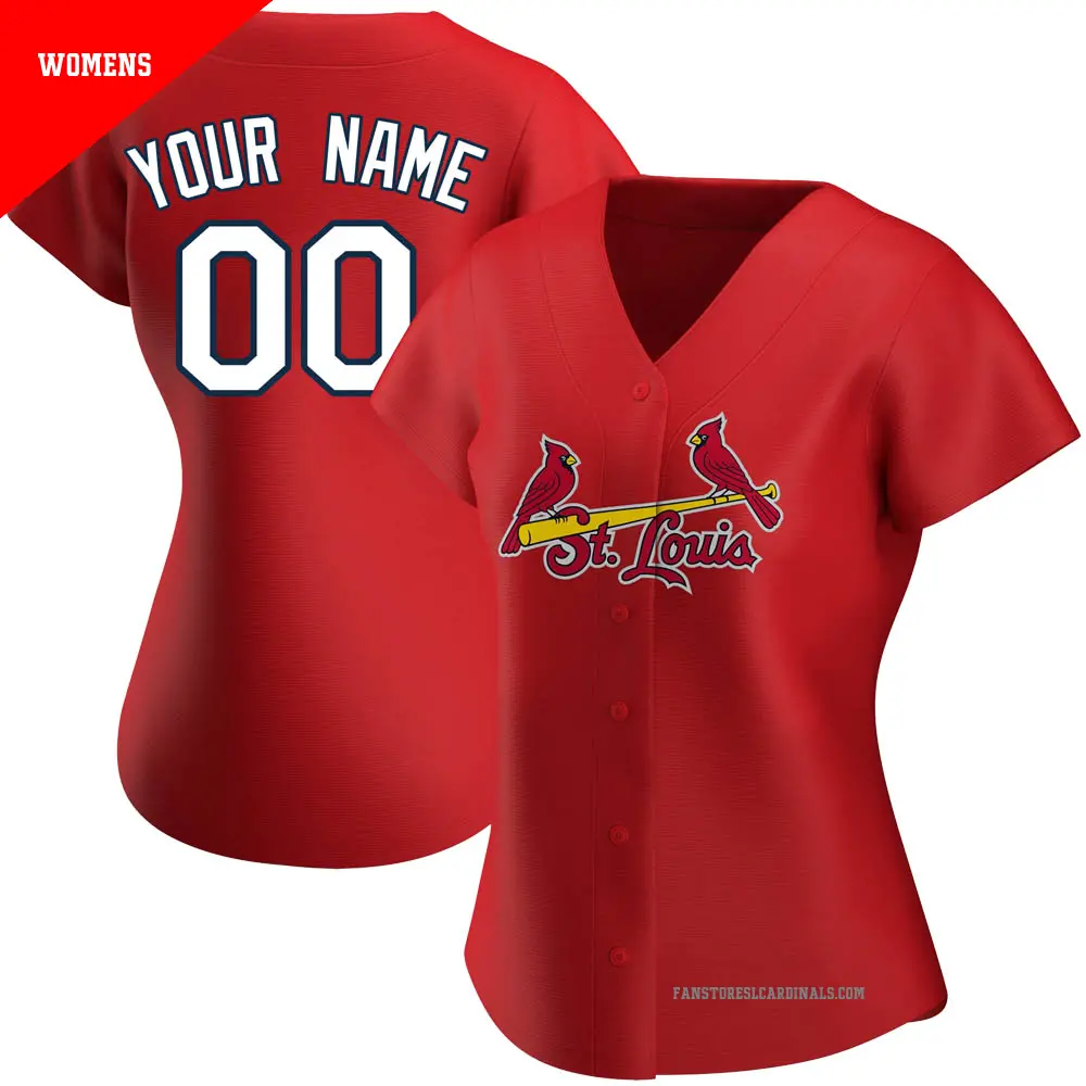 Women's ＃00 Custom St. Louis Cardinals Red Authentic Alternate Jersey