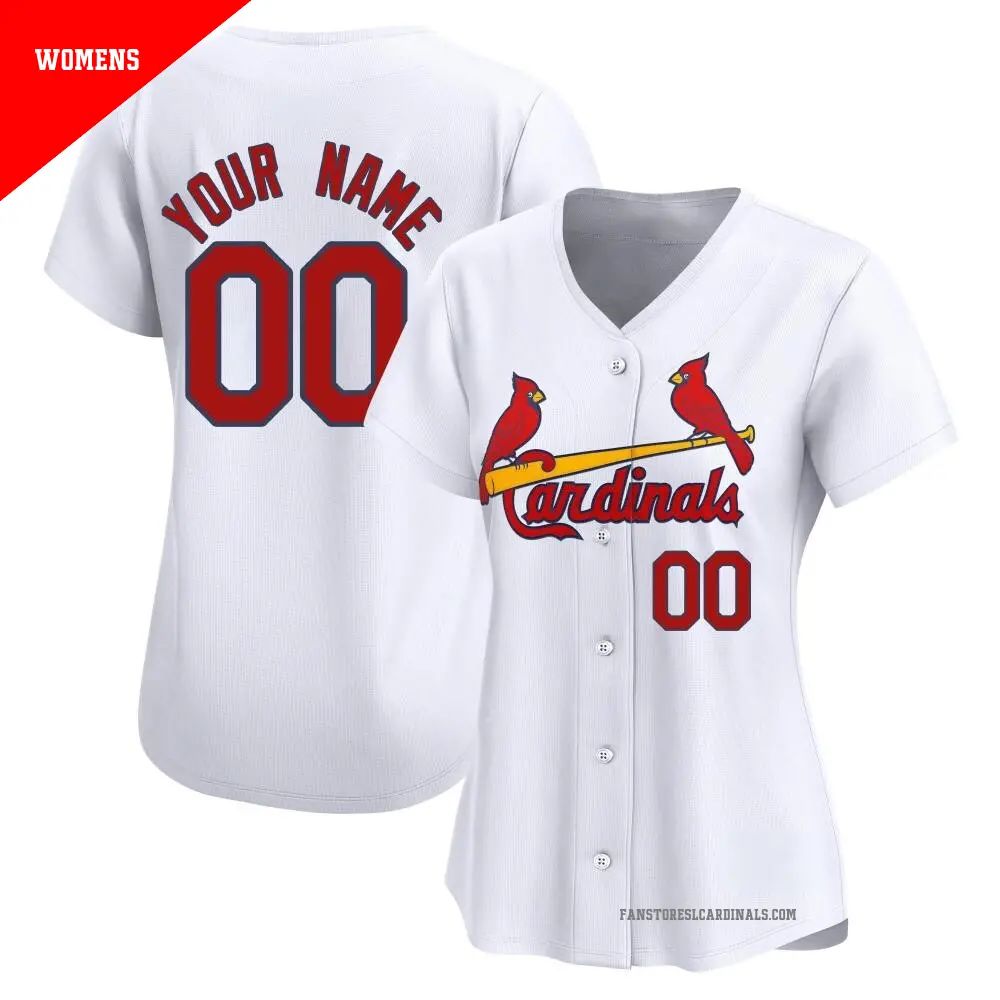 Women's ＃00 Custom St. Louis Cardinals White Limited Home Jersey