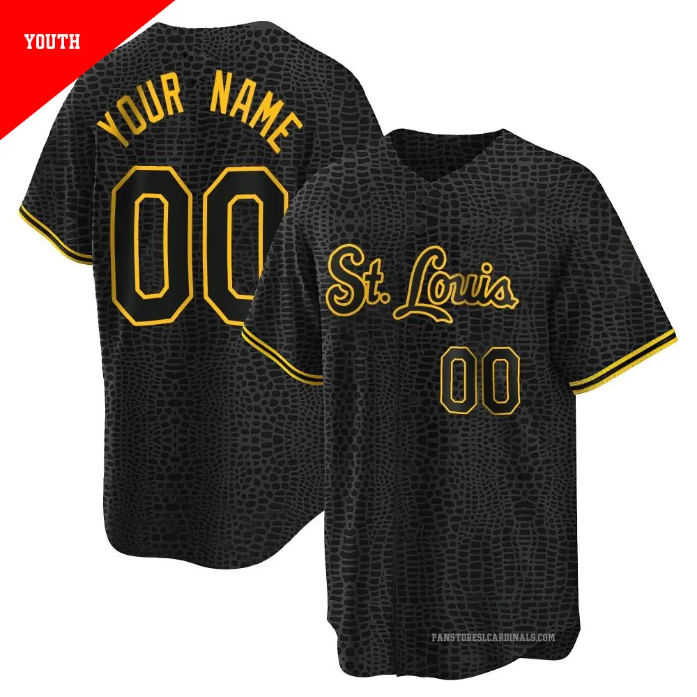 Youth ＃00 Custom St. Louis Cardinals Black Replica Snake Skin City Jersey