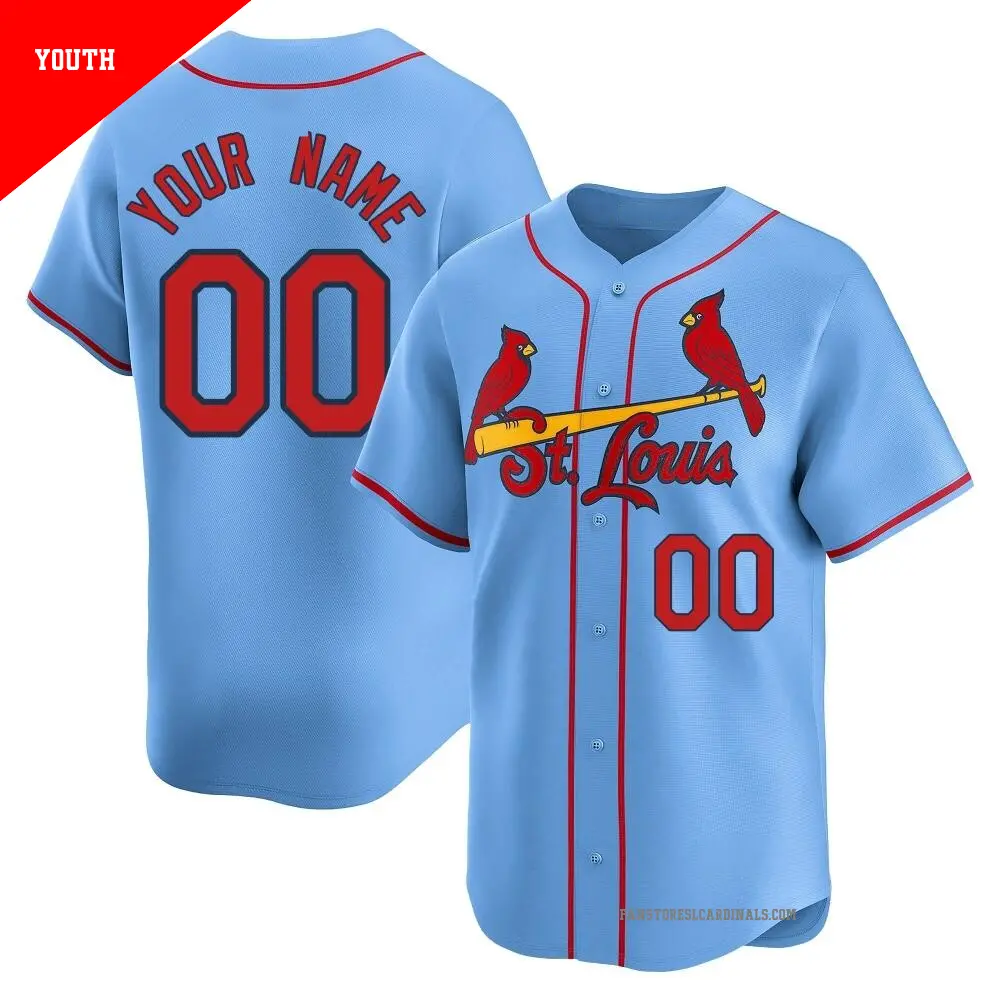 Youth ＃00 Custom St. Louis Cardinals Light Blue Limited Alternate Jersey